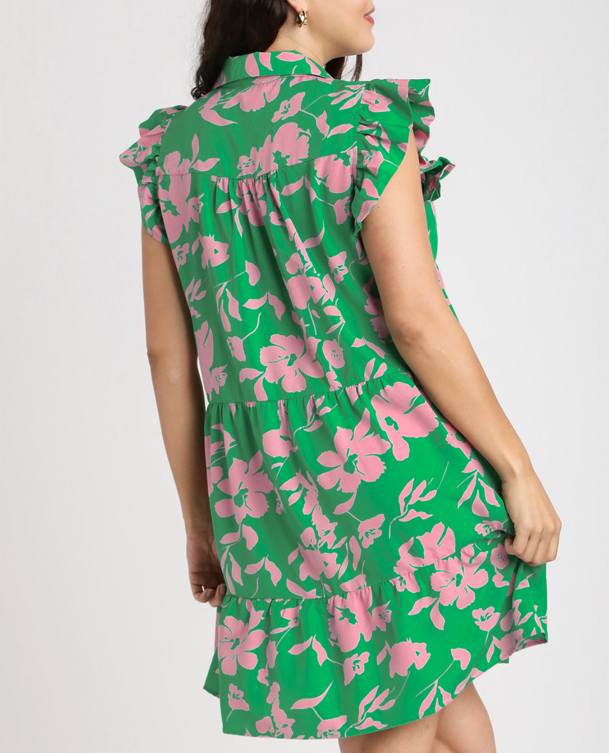 PLUS Floral Print A-Line Tiered Dress
