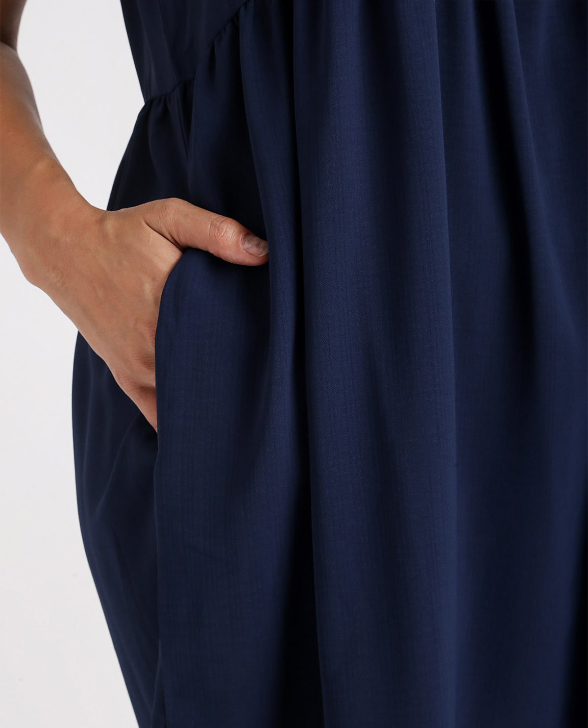 PLUS V-Neck Ruffle Sleeve Dress with Pockets
