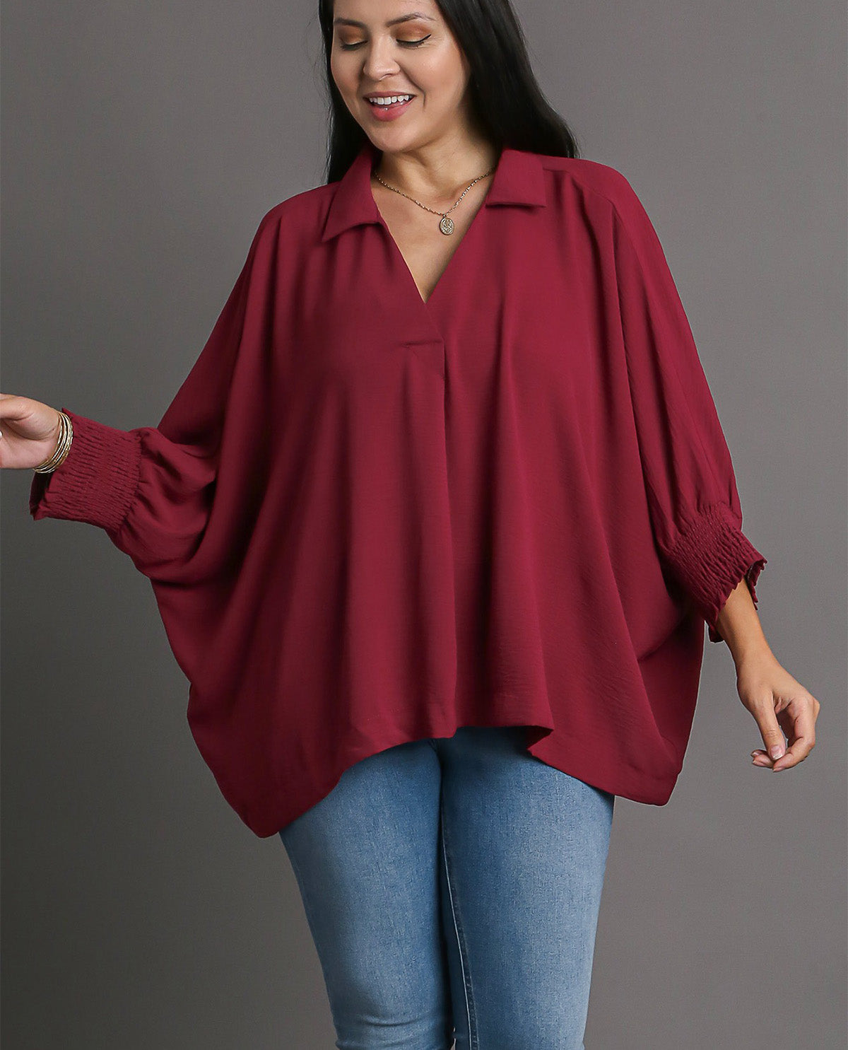 Umgee Plus Collar Blouse