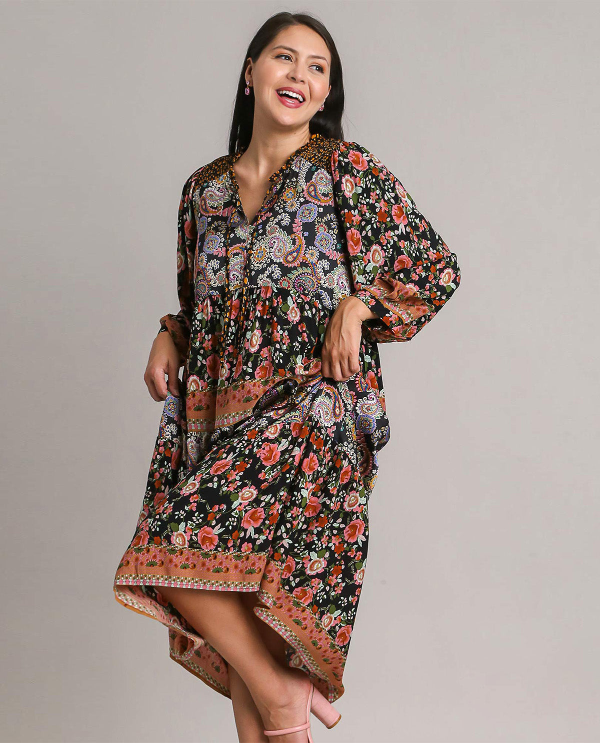 Plus Floral Mixed Print Dress