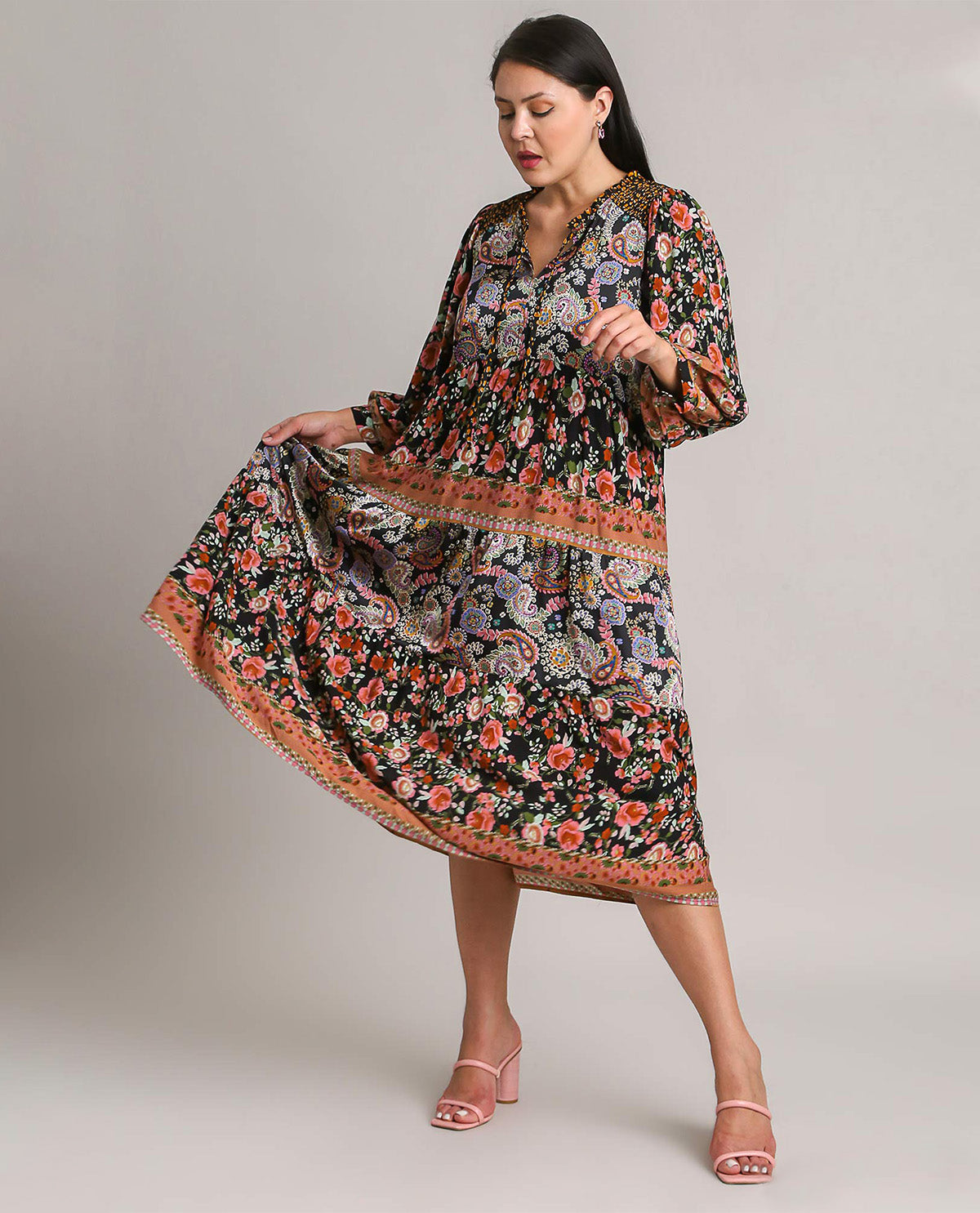 Plus Floral Mixed Print Dress