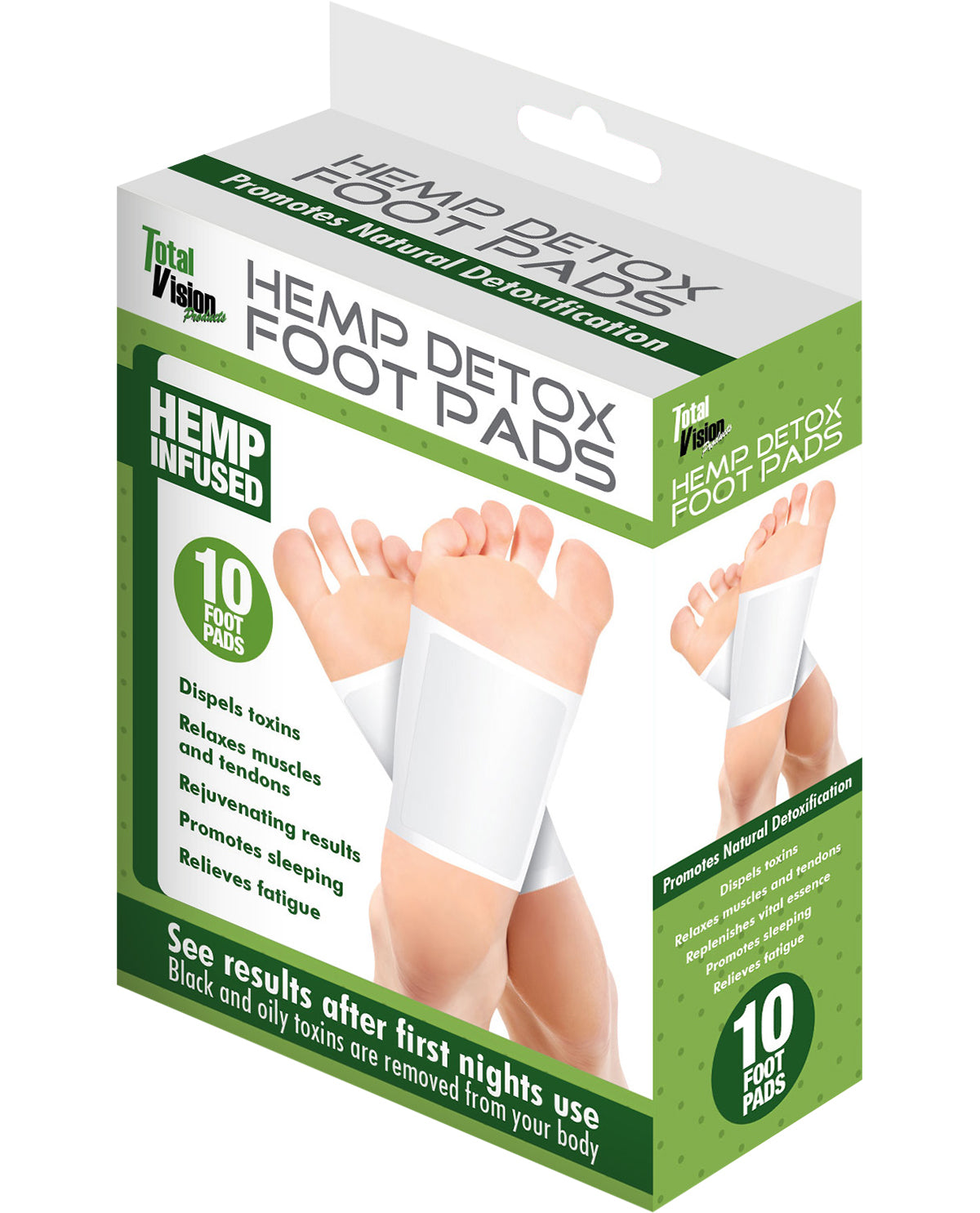 Total Vision Hemp Detox Foot Pads - 10 Pack