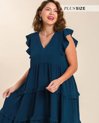 PLUS Ruffle Tiered Midi Dress