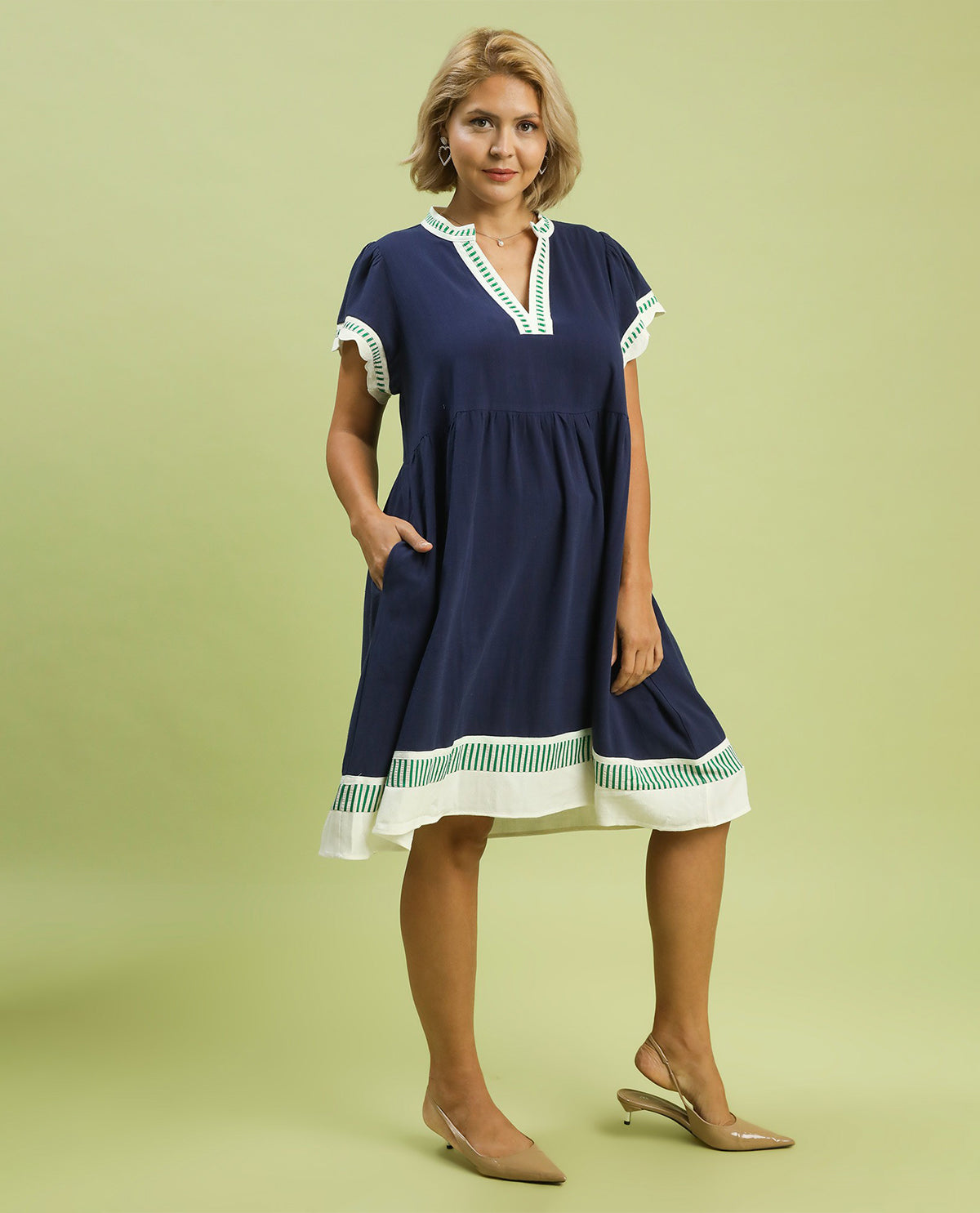 Umgee Colorblock Dress Navy