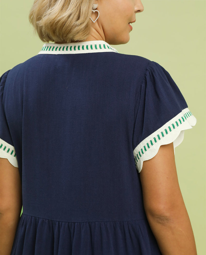 Umgee Colorblock Dress Navy