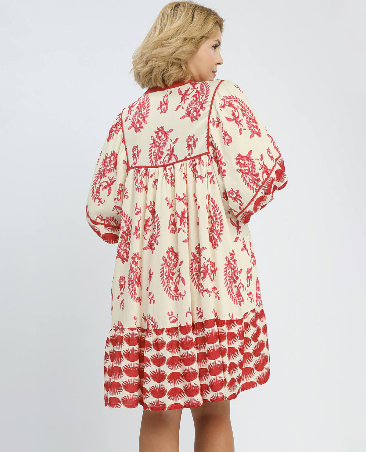 Umgee Mixed Print Dress Red
