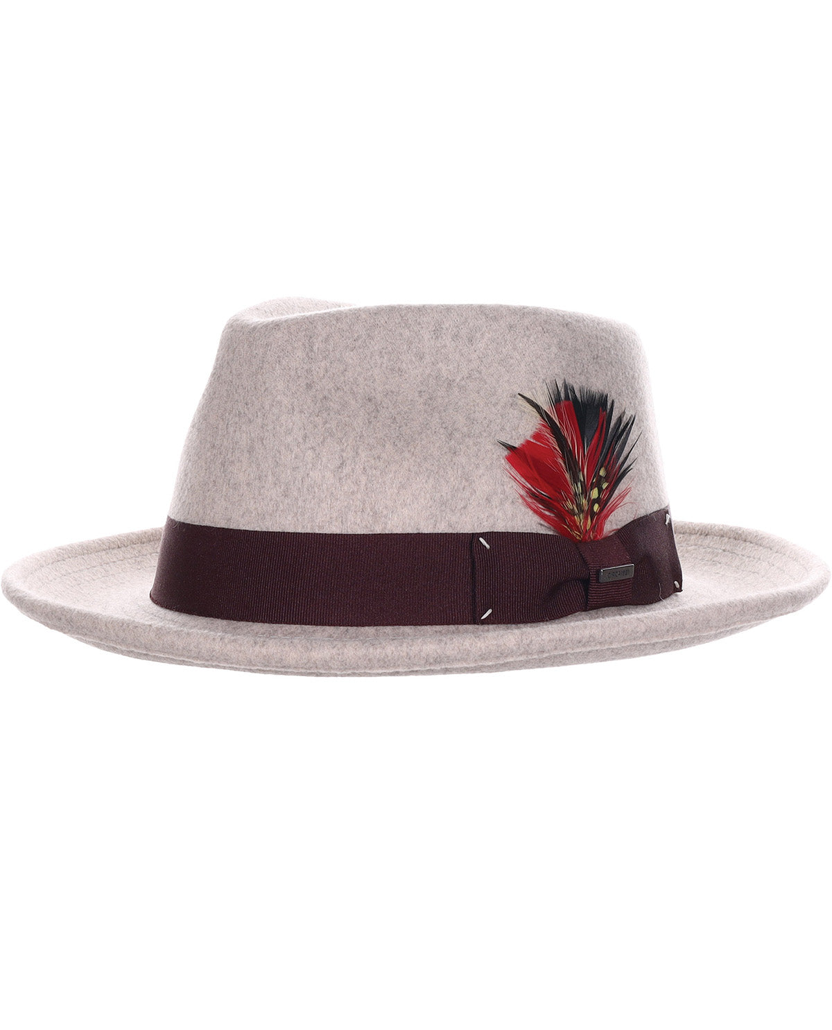 Oatmeal Chester Fedora Provato with Feather Trim