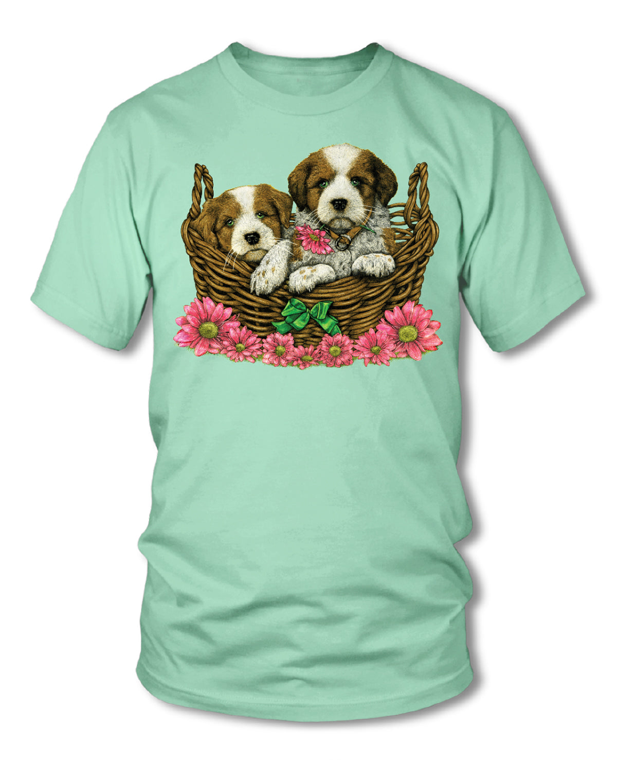 Missy Puppy Basket Short Sleeve Screen Print Tee