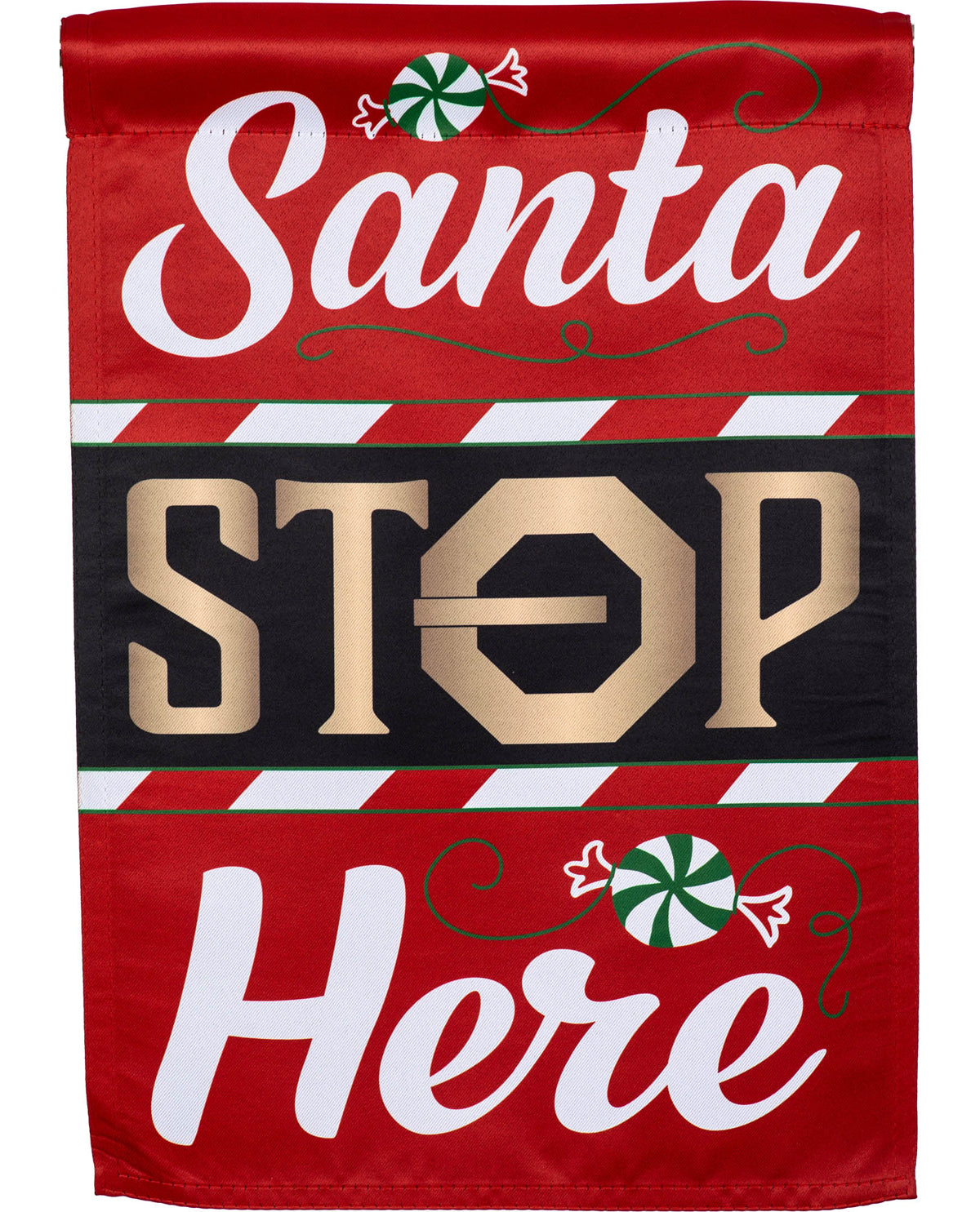 Classic Santa Stop Here Suede Garden Flag