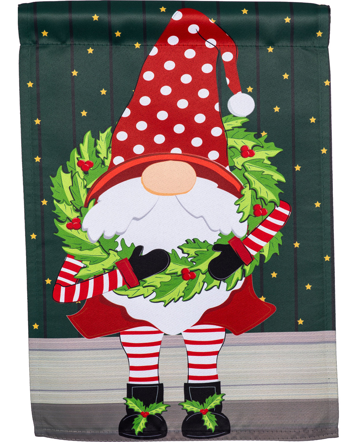 Holiday Gnome Suede Garden Flag