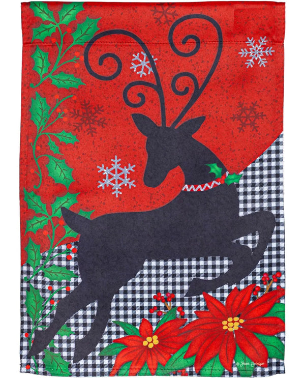 Flying Reindeer Suede Garden Flag