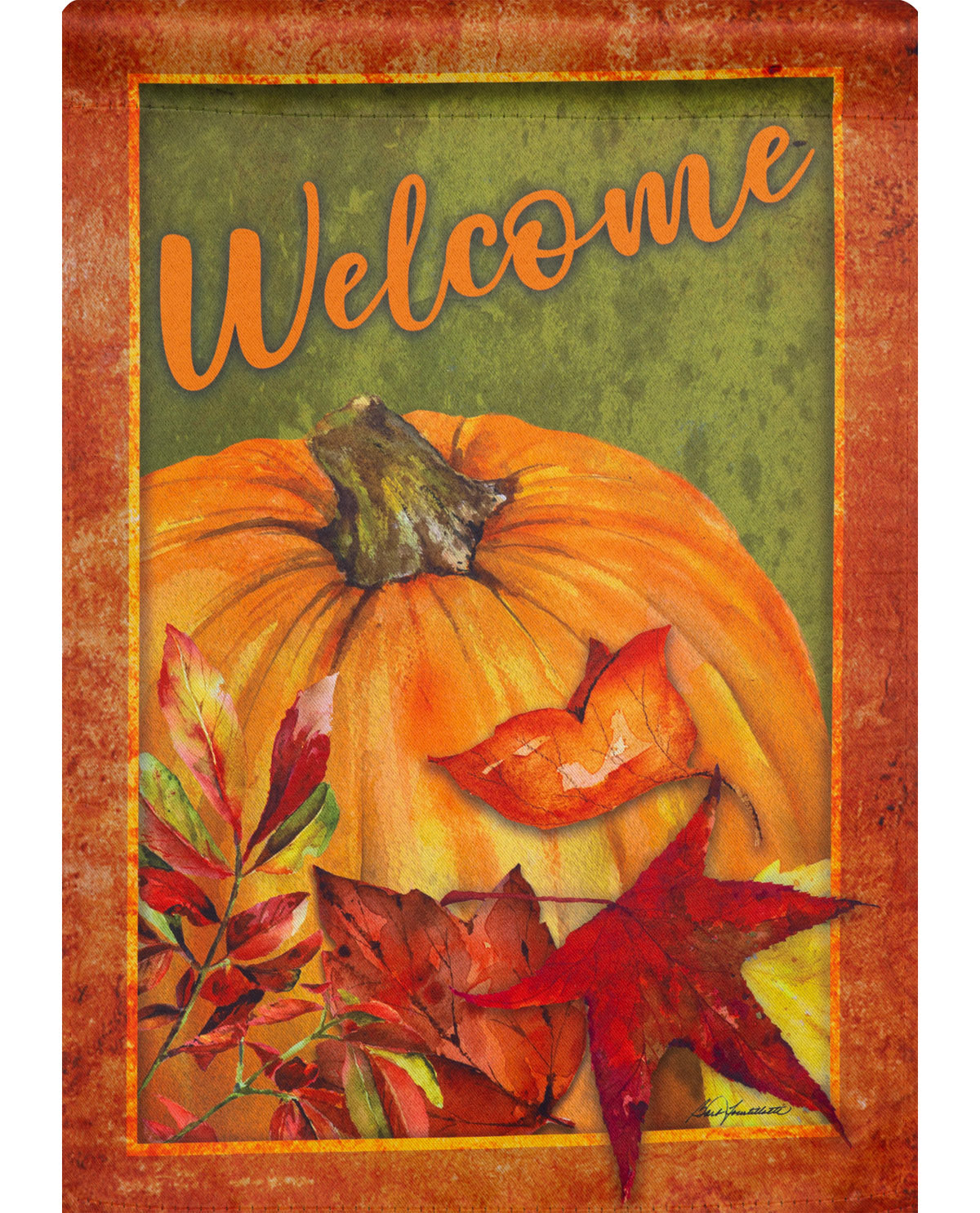 Maples Leaves & Pumpkin Suede Garden Flag