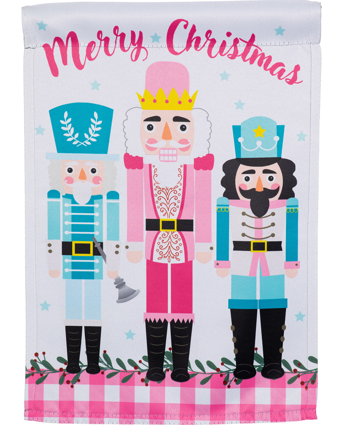 Pink Nutcracker Christmas Collage Suede Garden Flag