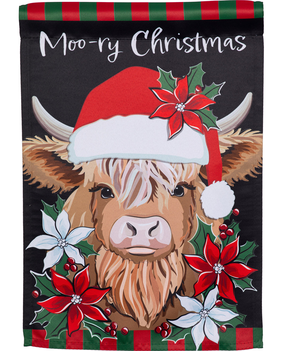 Moo-ry Christmas Garden Suede Flag