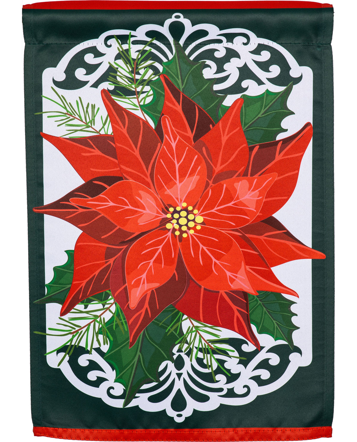 Christmas Poinsettia Suede Garden Flag