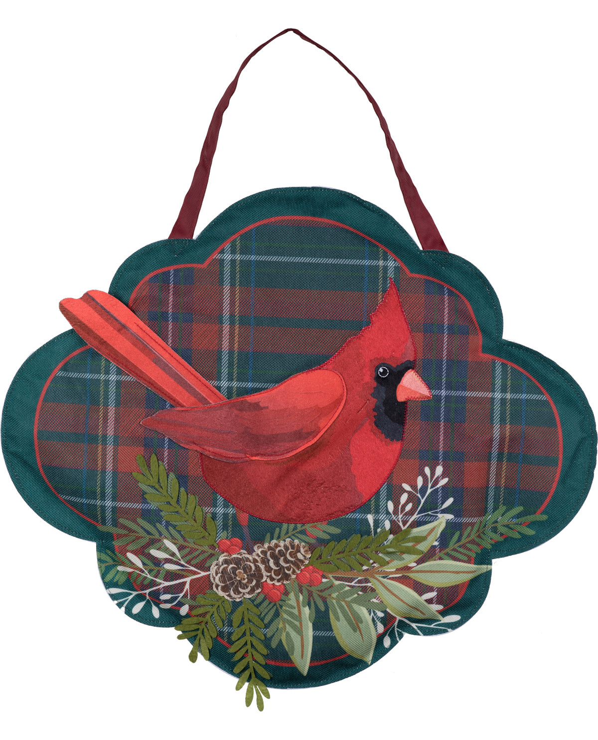 Plaid Cardinal Door Decor