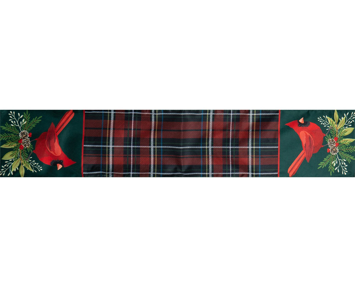 Plaid Cardinal Holiday Table Runner