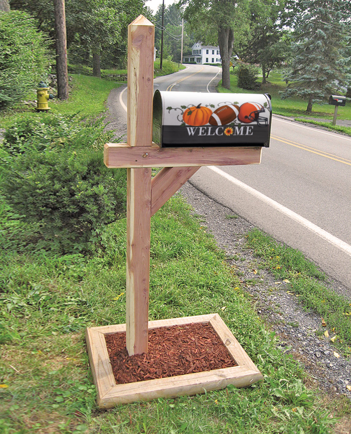 Football & Pumpkin Welcome Mailbox Cover