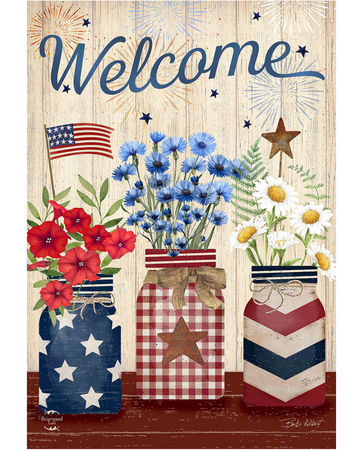 "Welcome" American Mason Jars Garden Flag