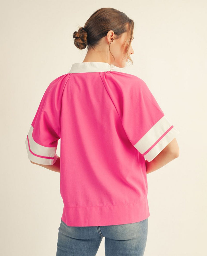 Jodifl Floral Top With Color Contrast Pink