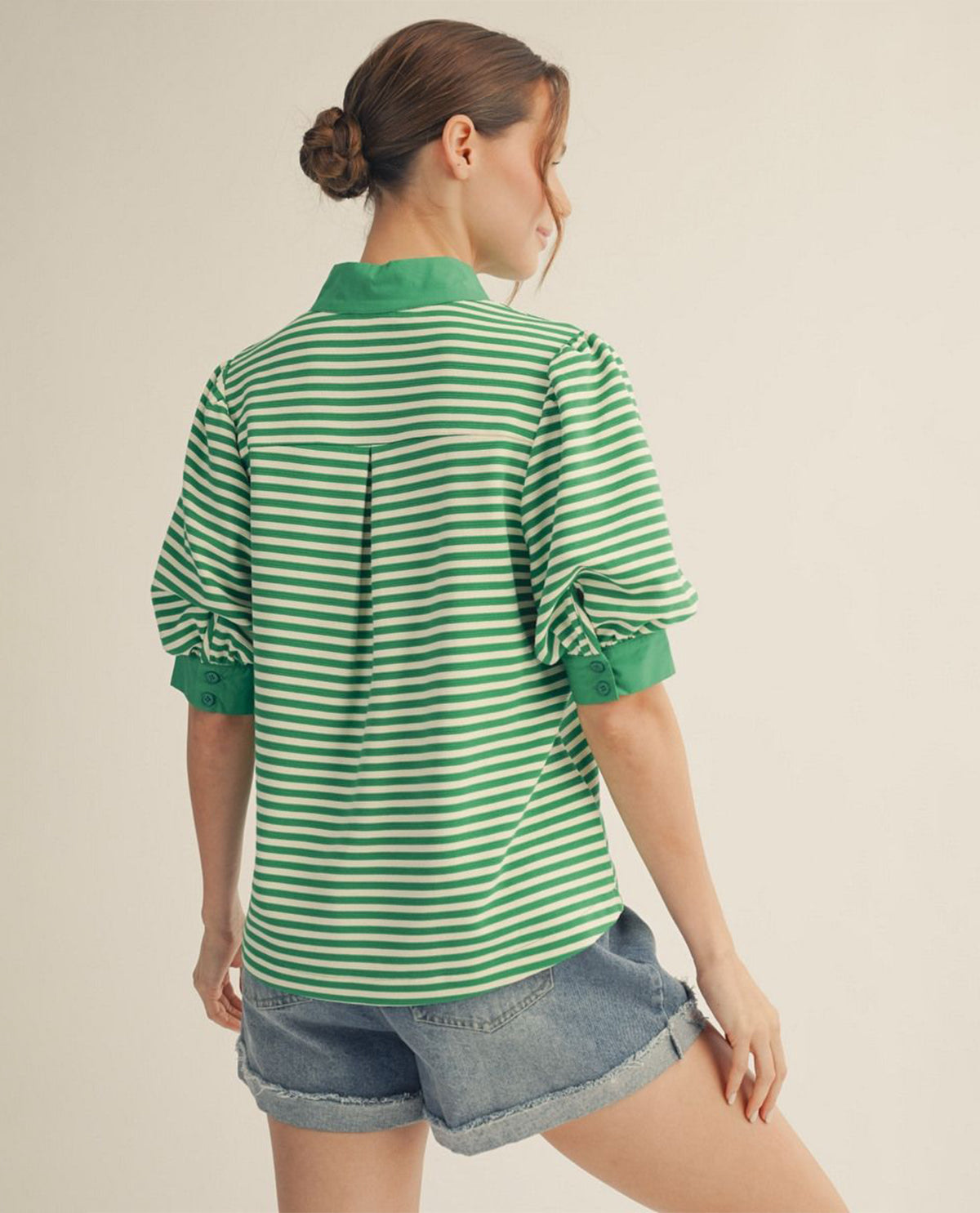 Jodifl Stripe Top With Solid Contrast Trim