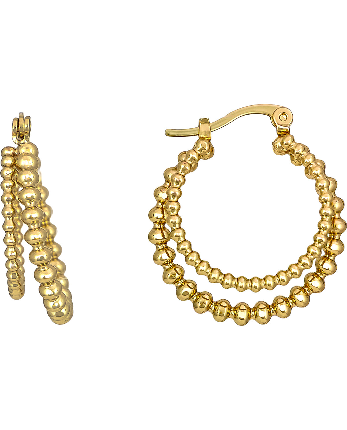 Studio By Dauplaise Gold Small Double Bead Hoop Earrings