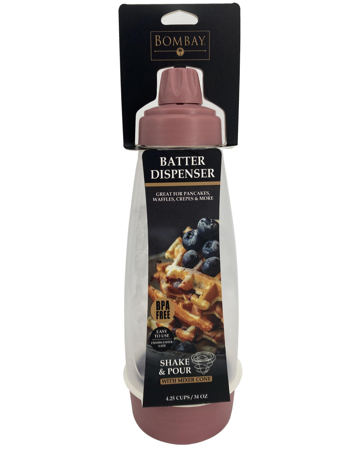 34oz Batter Dispenser With Wire Whisk Ball - Mauve