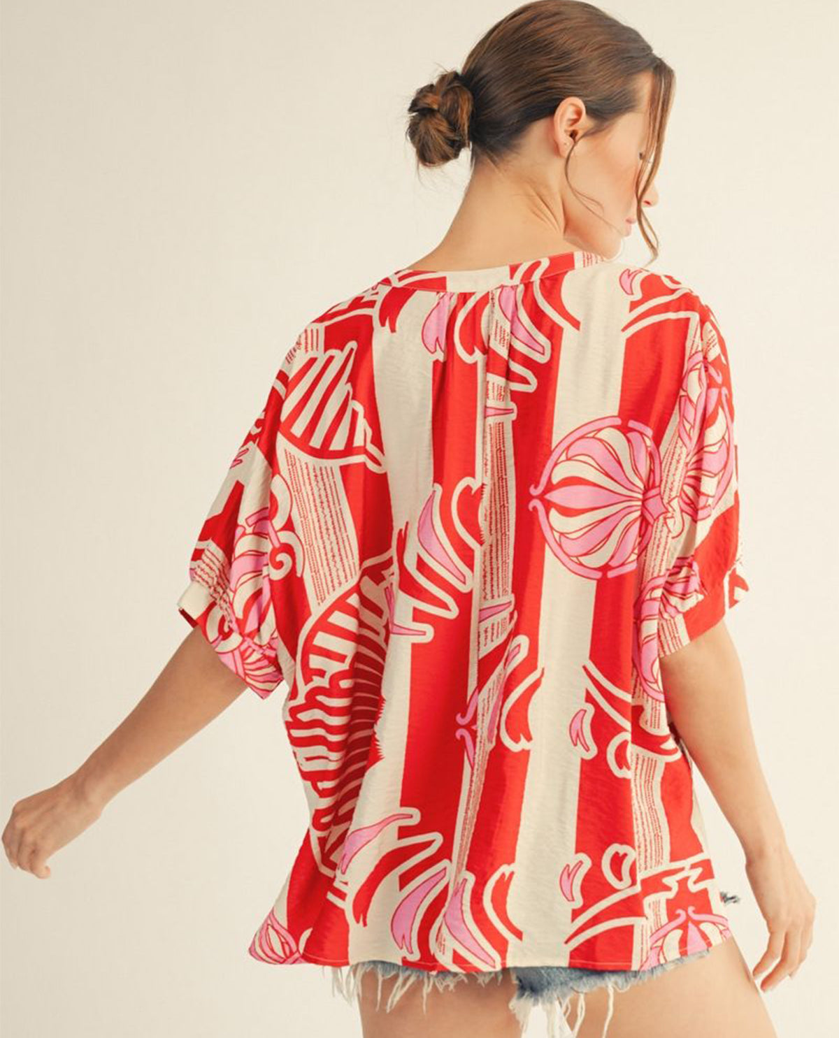 Jodifl Print Dolman Top Red