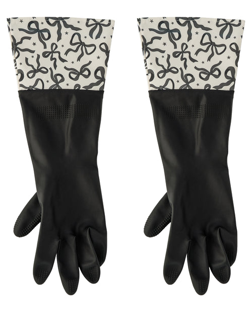 Latex Gloves - Black With Bows