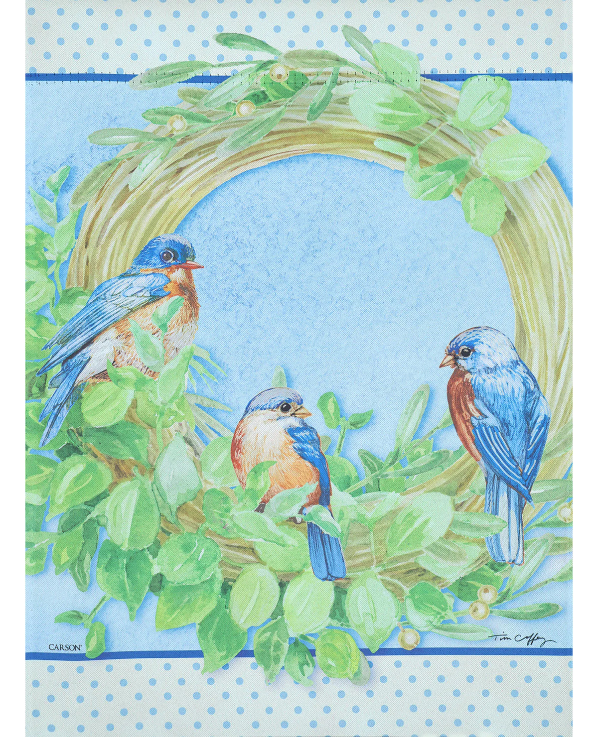 Blue Bird Gathering Garden Flag