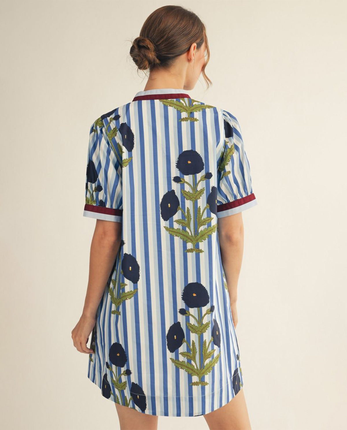 Jodifl Stripe Dress With Floral Print Navy