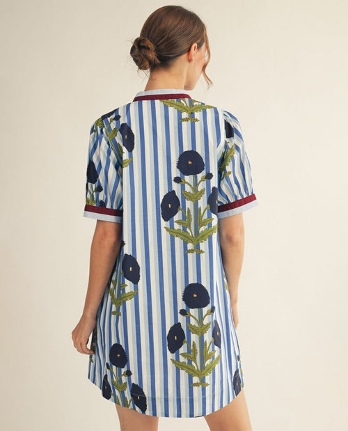 Jodifl Stripe Dress With Floral Print Navy
