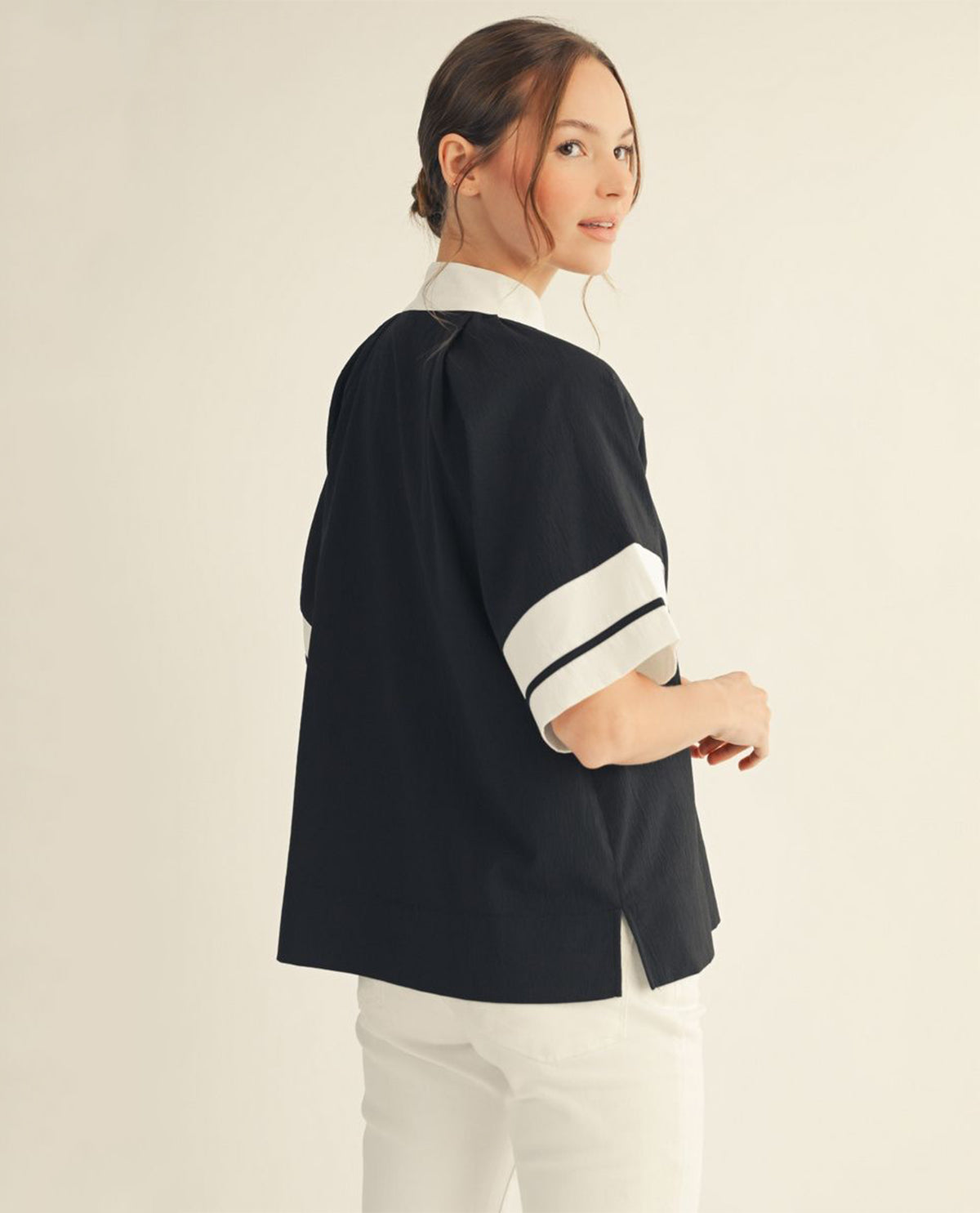 Jodifl Solid Top With Contrast Trim Black