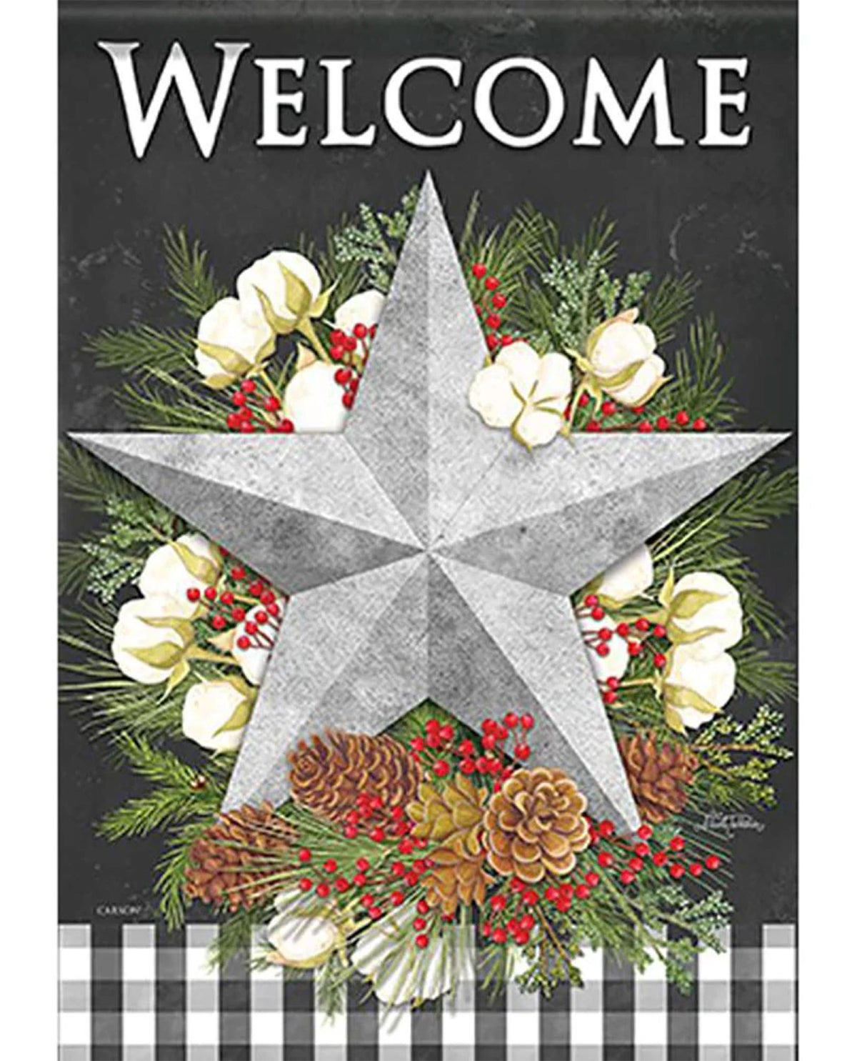 Glitter Christmas Farmhouse Garden Flag