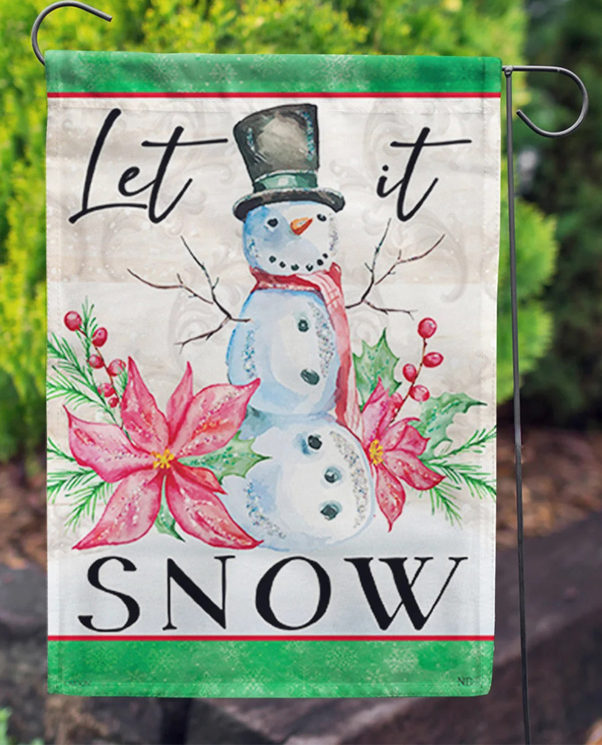 Let It Snow Glitter Garden Flag