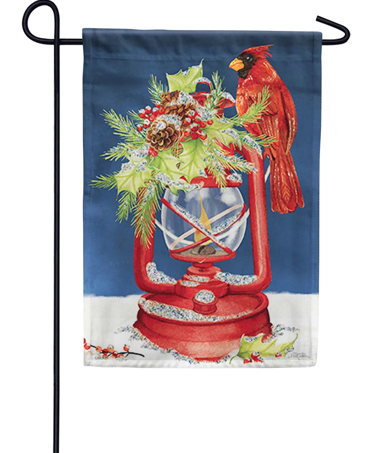 Winter Lantern Glitter Garden Flag