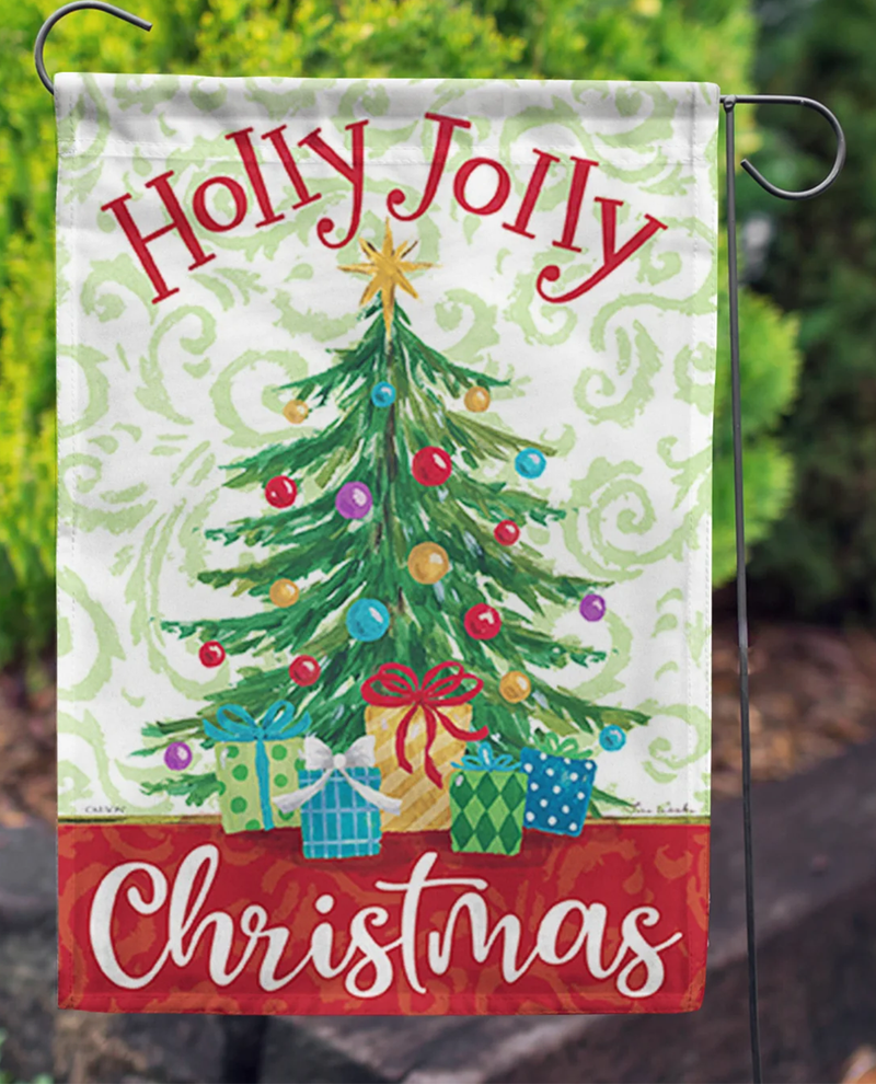 Holly Jolly Christmas Tree Garden Flag