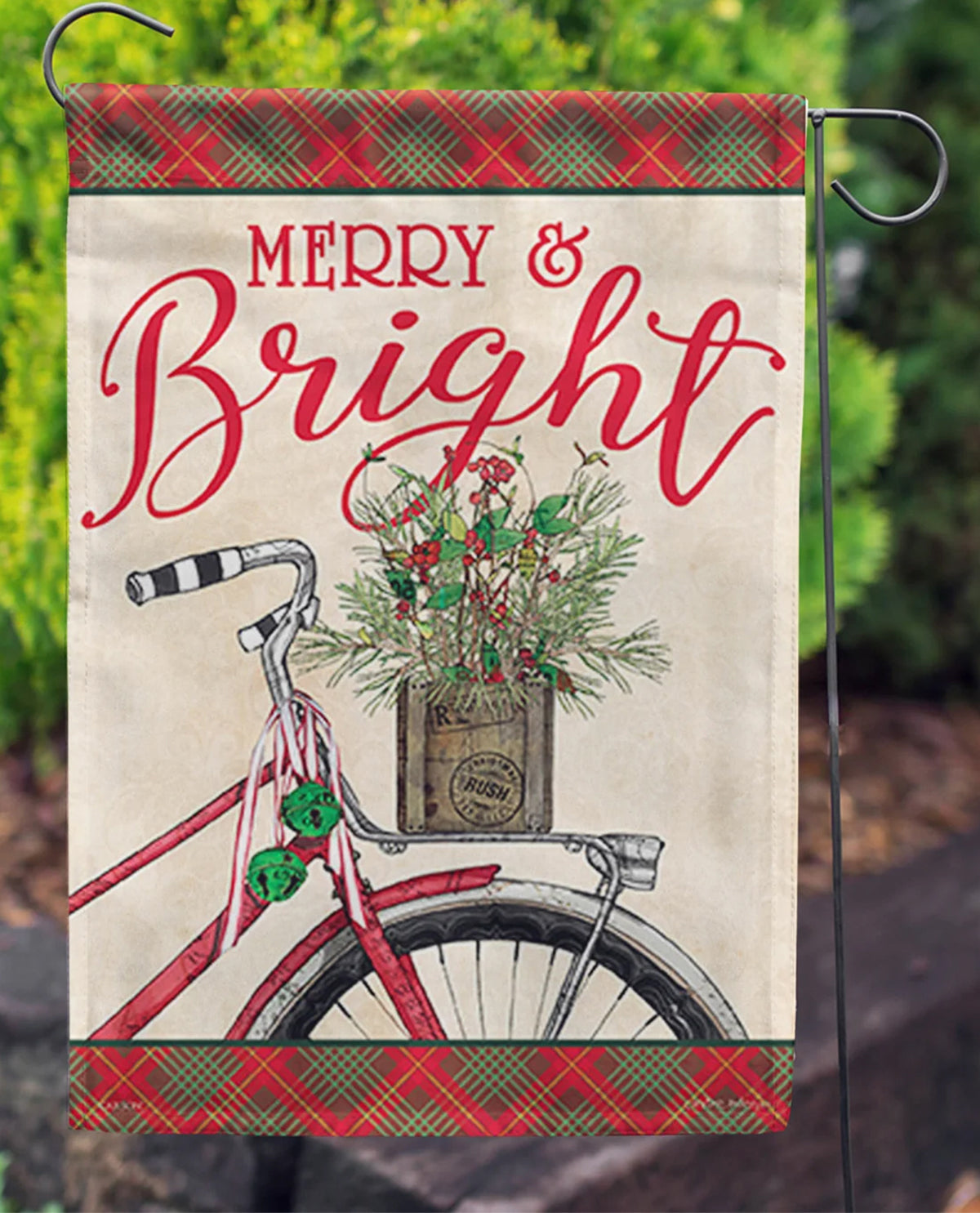 Merry Red Bike Garden Flag