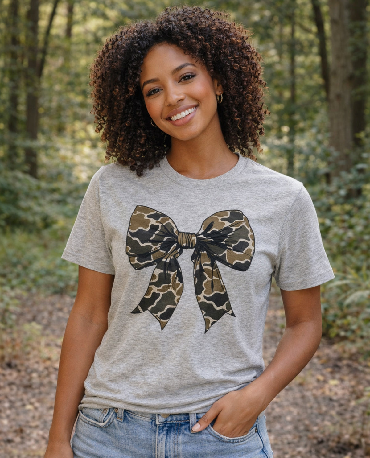 Sugar Stitch Big On Bows Camo Short Sleeve Tee
