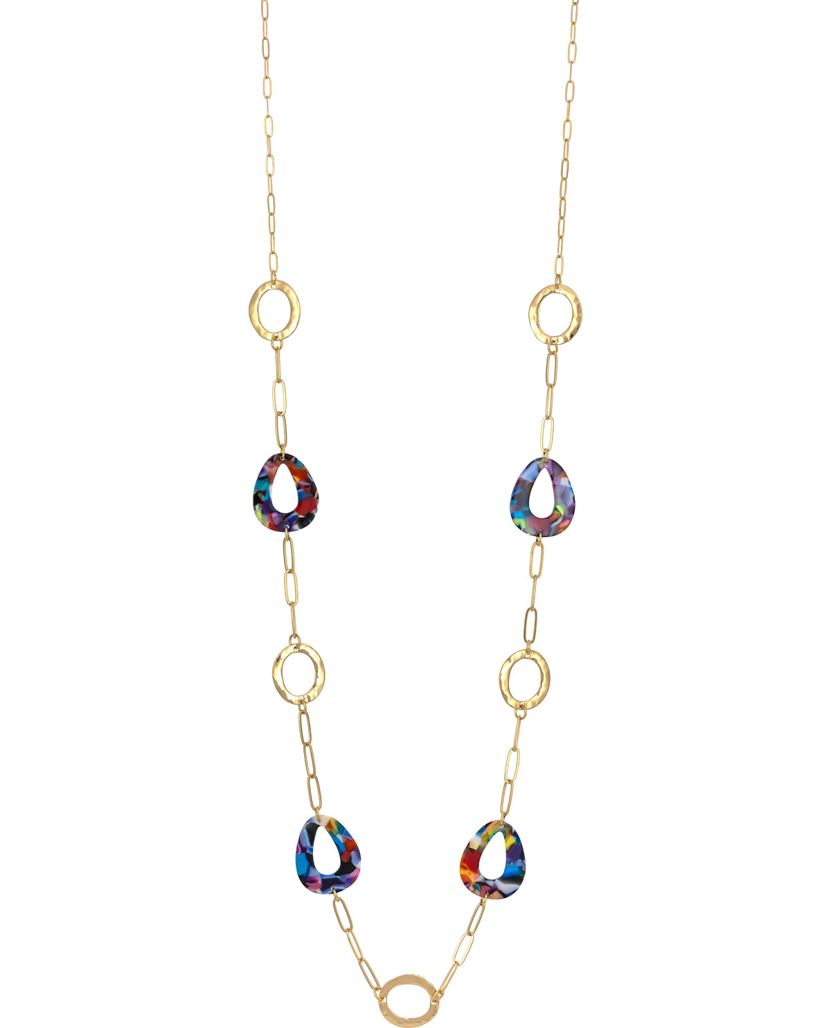 Studio By Dauplaise Gold Long Link Necklace With Open Teardrop