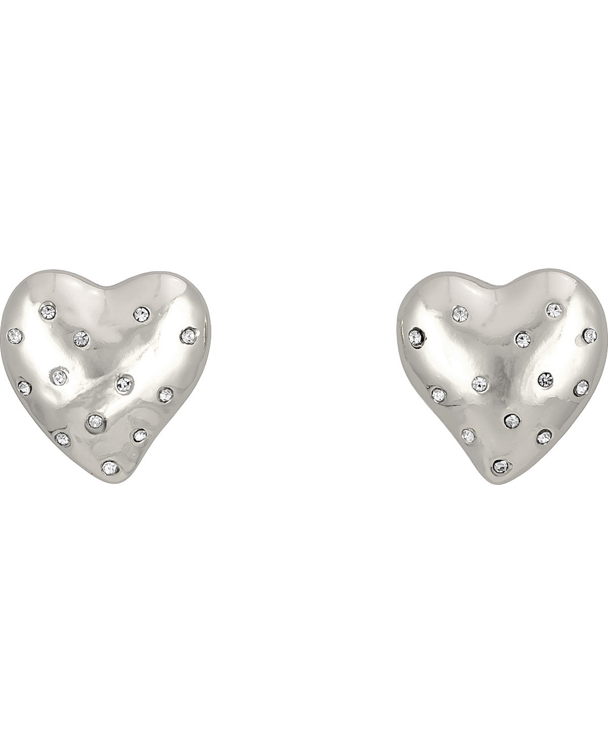 Studio By Dauplaise Silver Crystal Heart Posts With Stones Earrings