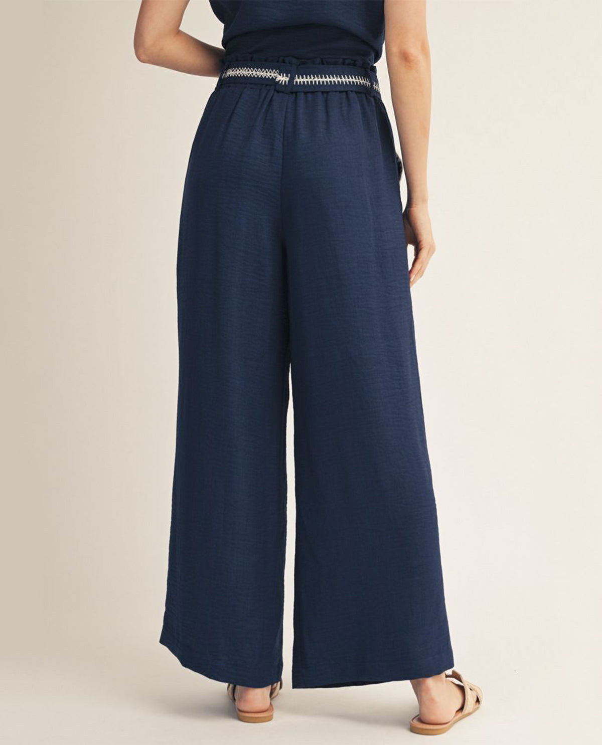 Jodifl Belted Soft Wide Leg Pant Navy