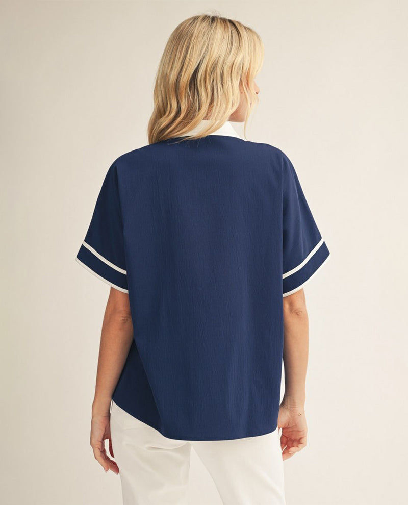 Jodifl Solid Top With Applique Navy