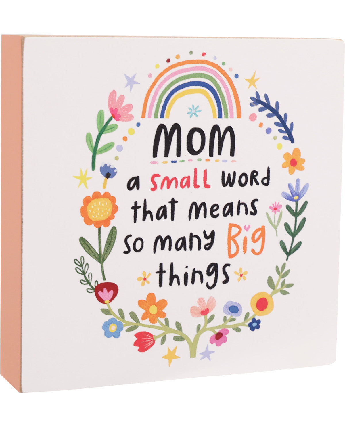 Card with colorful text and illustrations on a white background