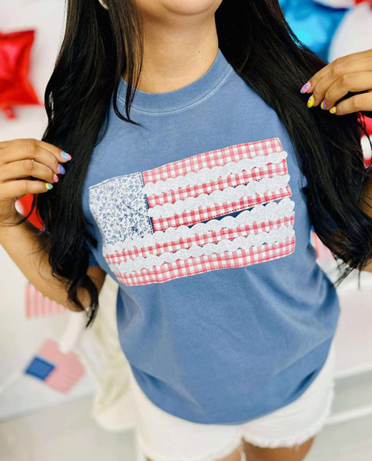 American Flag Tee Blue