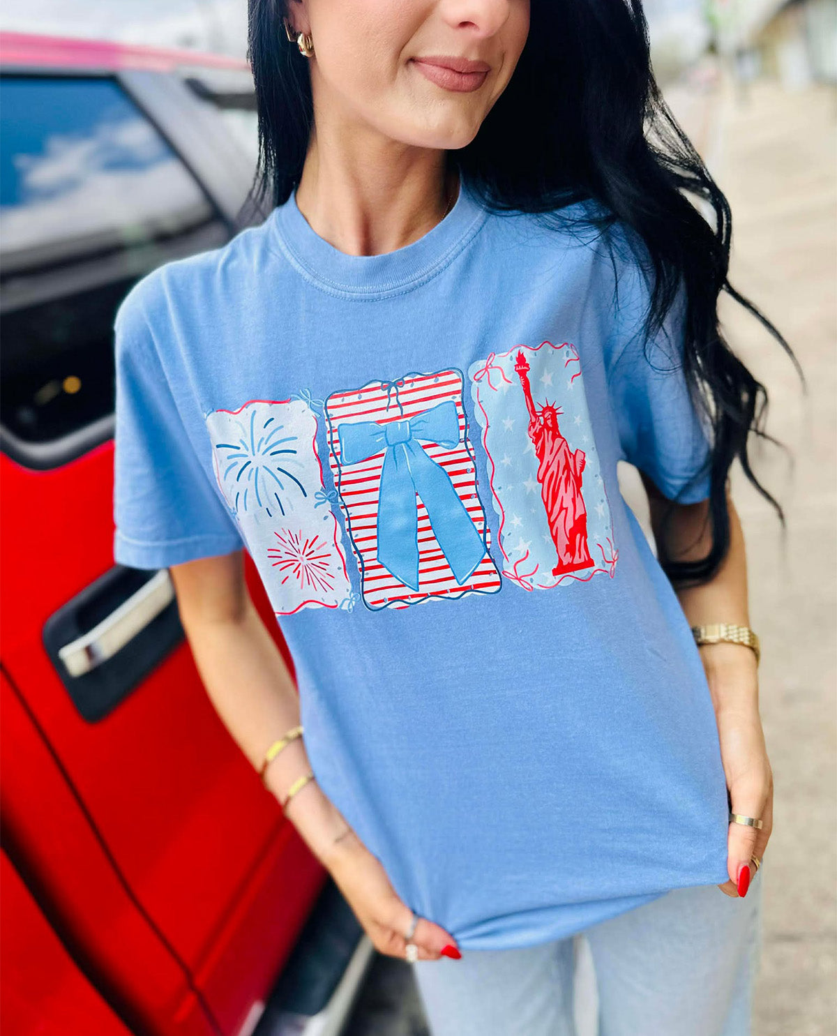 Americana Stamp Tee Blue