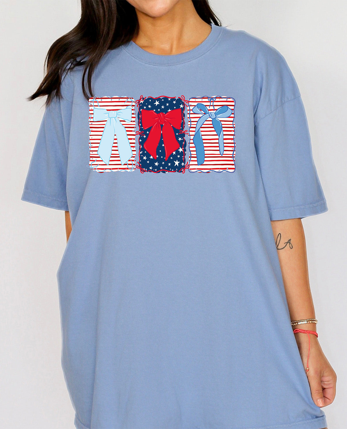 Stars & Stripes Bow Tee Blue
