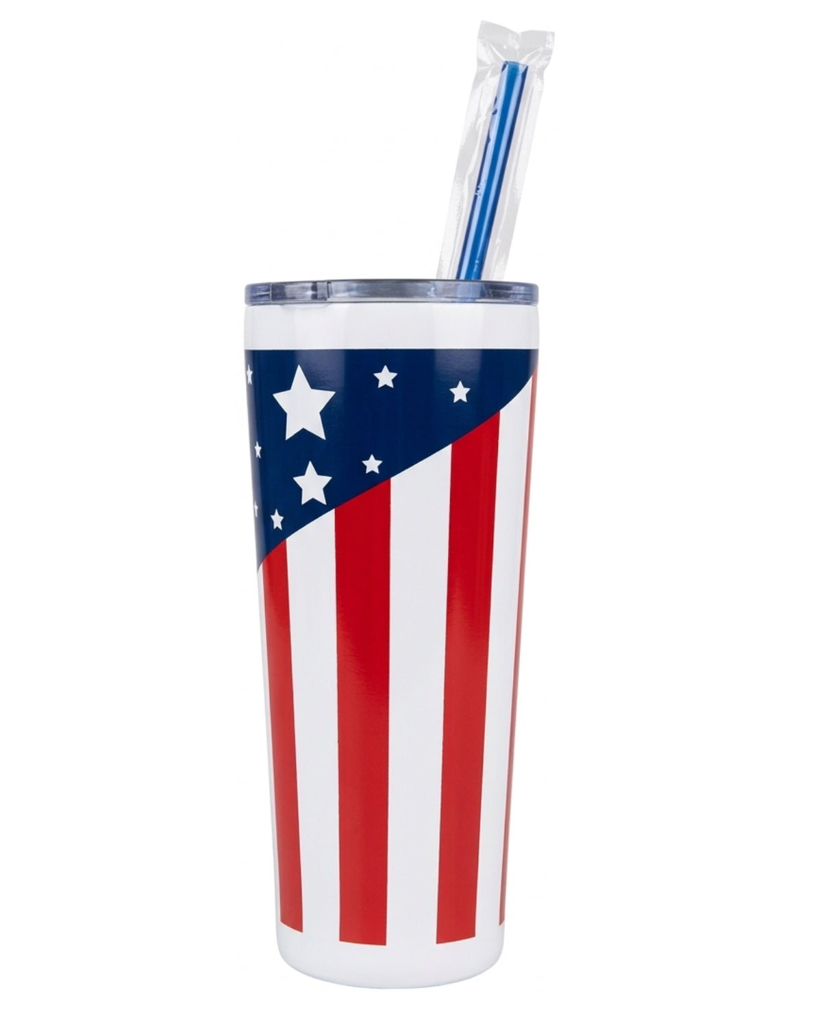 22oz USA Flag Tumbler With Straw