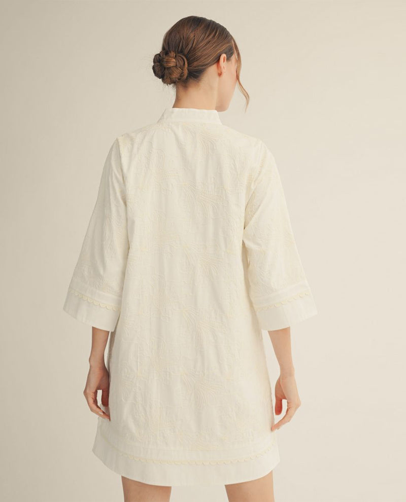 Jodifl 3D Embroidery Shift Dress Off White