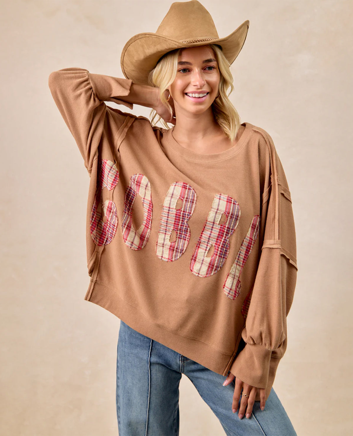 Bibi Gobble Patch Plaid Oversize Shirt